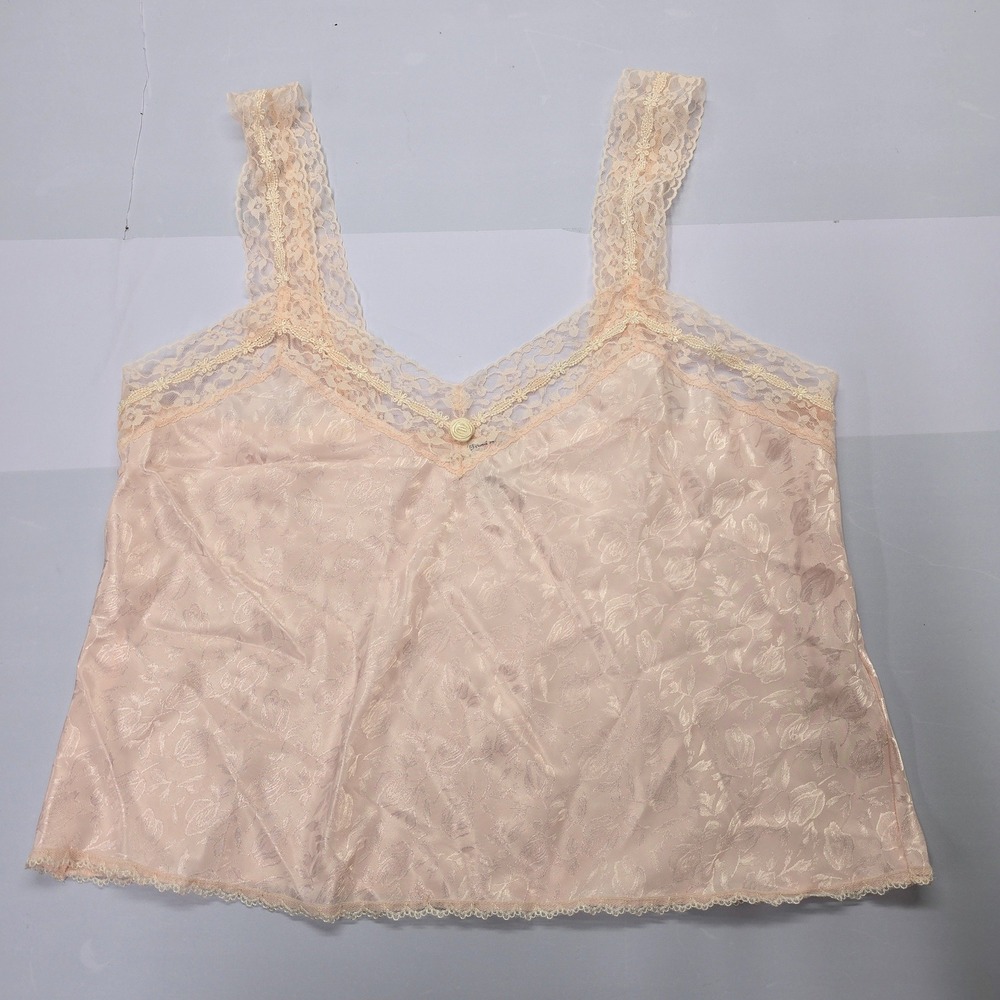 Vintage Nordstrom Intimates Peach Lace Floral Jacquard Camisole‎ Tank Top 2X